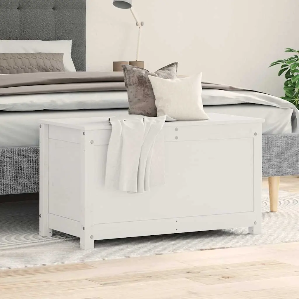 White Solid Pine Wood Storage Box 80x40x45.5cm