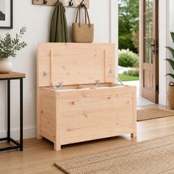 Charming Wooden Storage Bench with Backrest in Brown