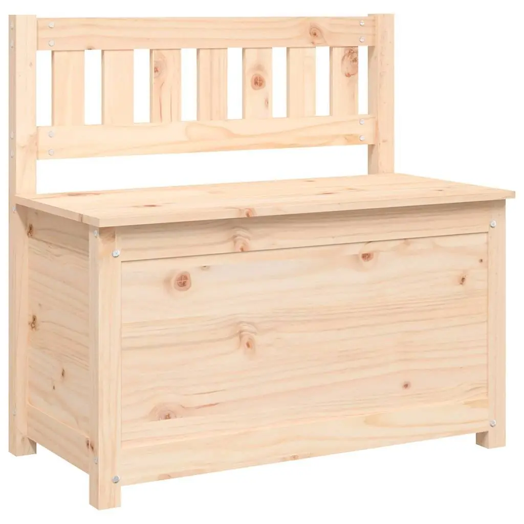 Wooden Storage Bench Brown Solid Pine Wood with Backrest