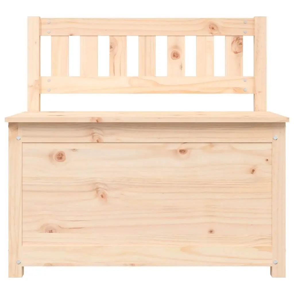 Wooden Storage Bench Brown Solid Pine Wood with Backrest