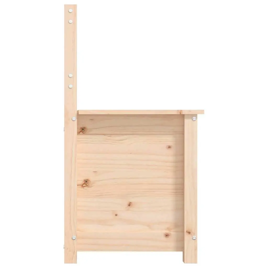 Wooden Storage Bench Brown Solid Pine Wood with Backrest