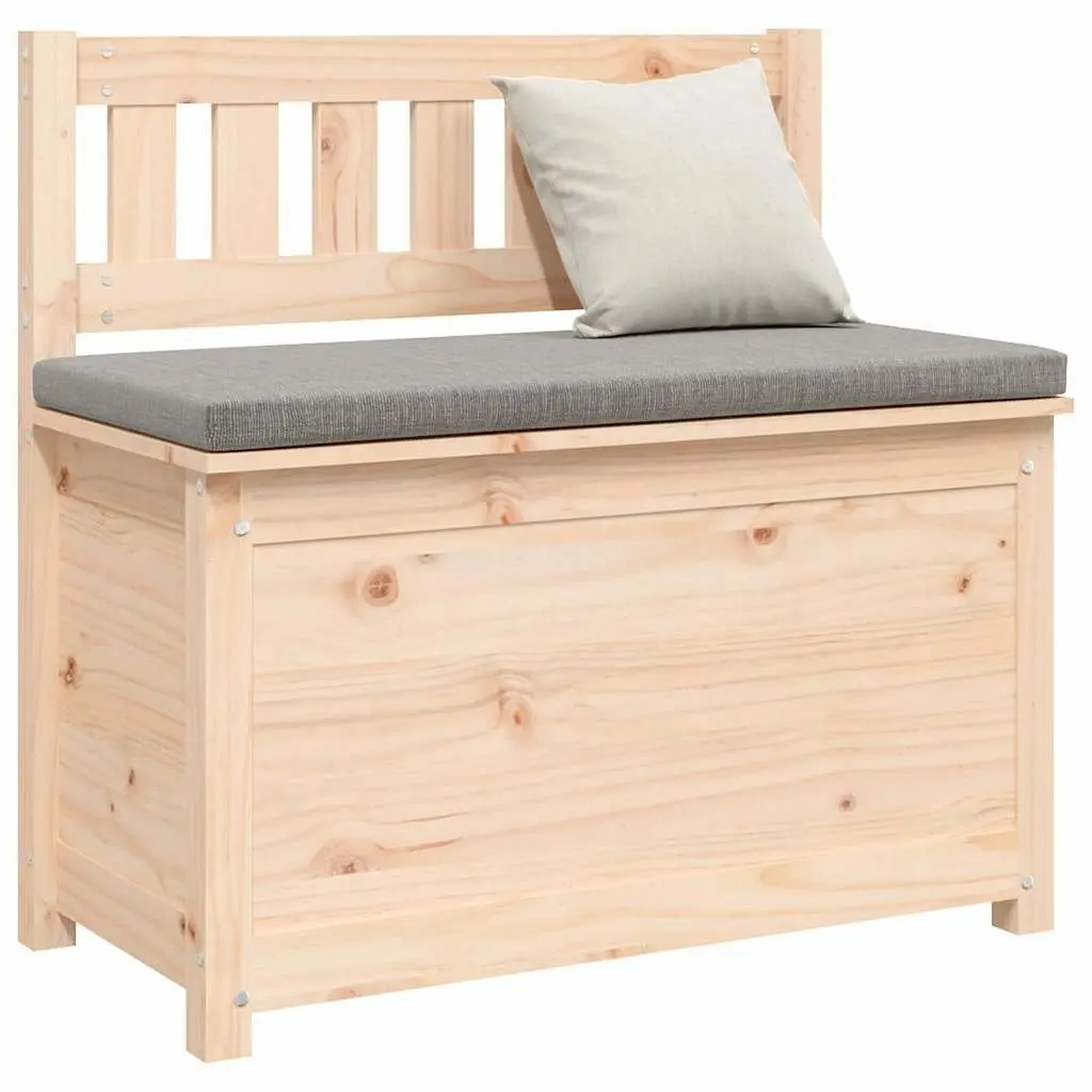 Wooden Storage Bench Brown Solid Pine Wood with Backrest