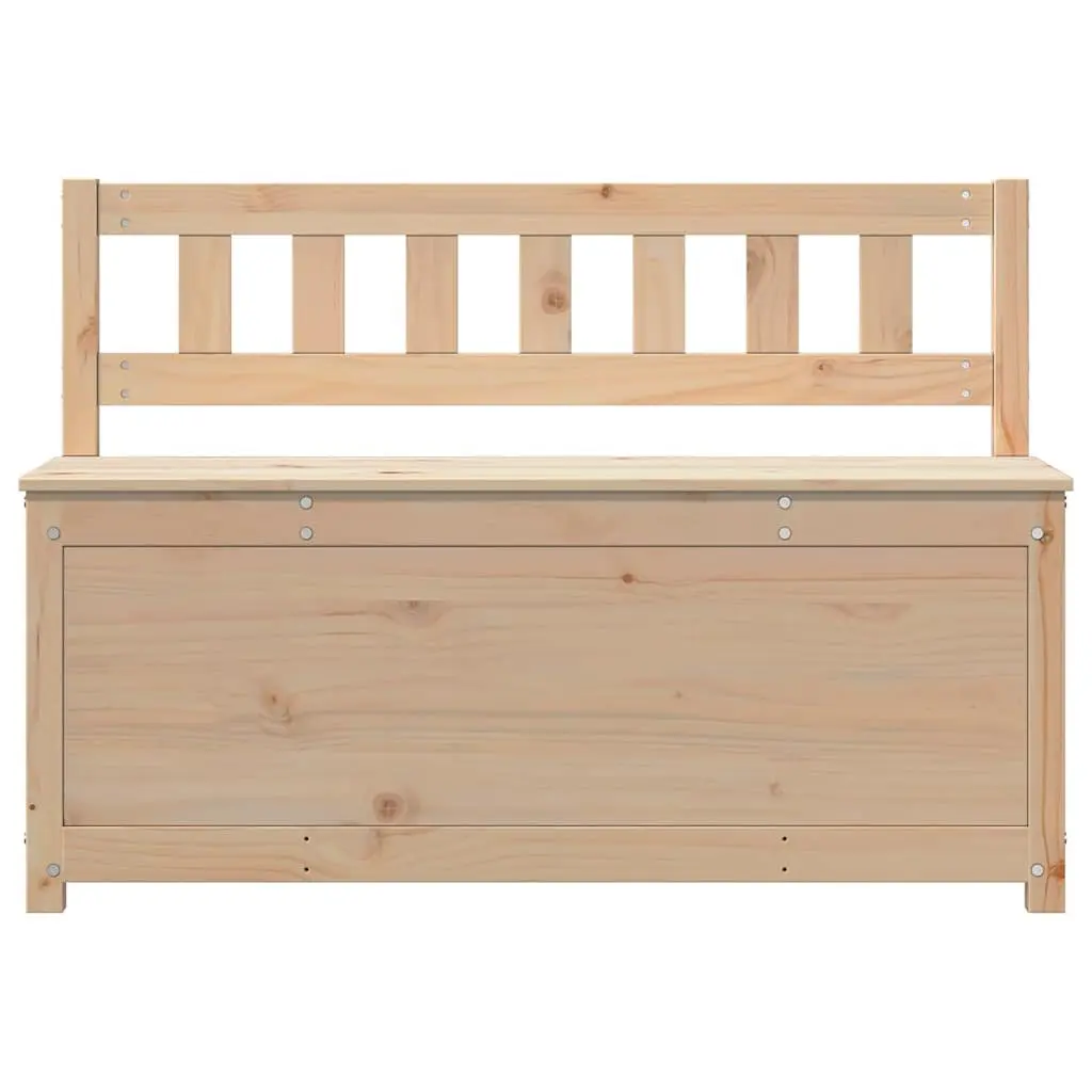 Solid Pine Wood Storage Bench Backrest Brown 110x41x76.5cm Living Room