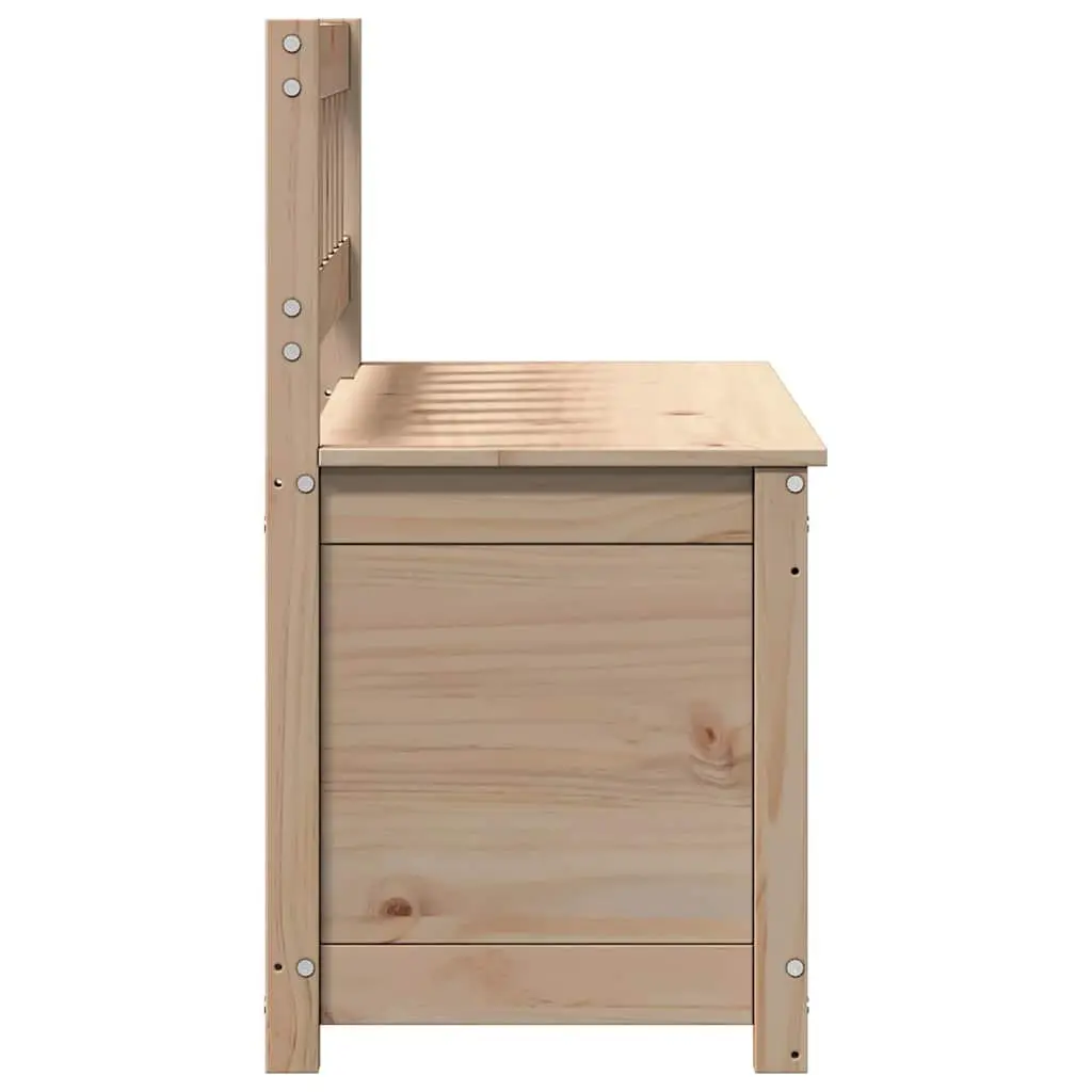 Solid Pine Wood Storage Bench Backrest Brown 110x41x76.5cm Living Room