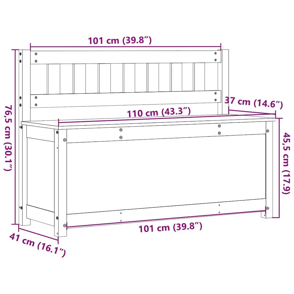 White Wooden Bench with Storage Box