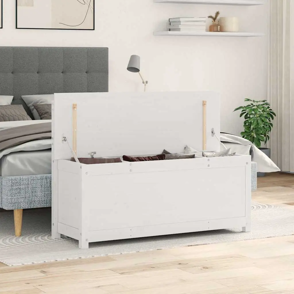 White Wooden Bench with Storage Box