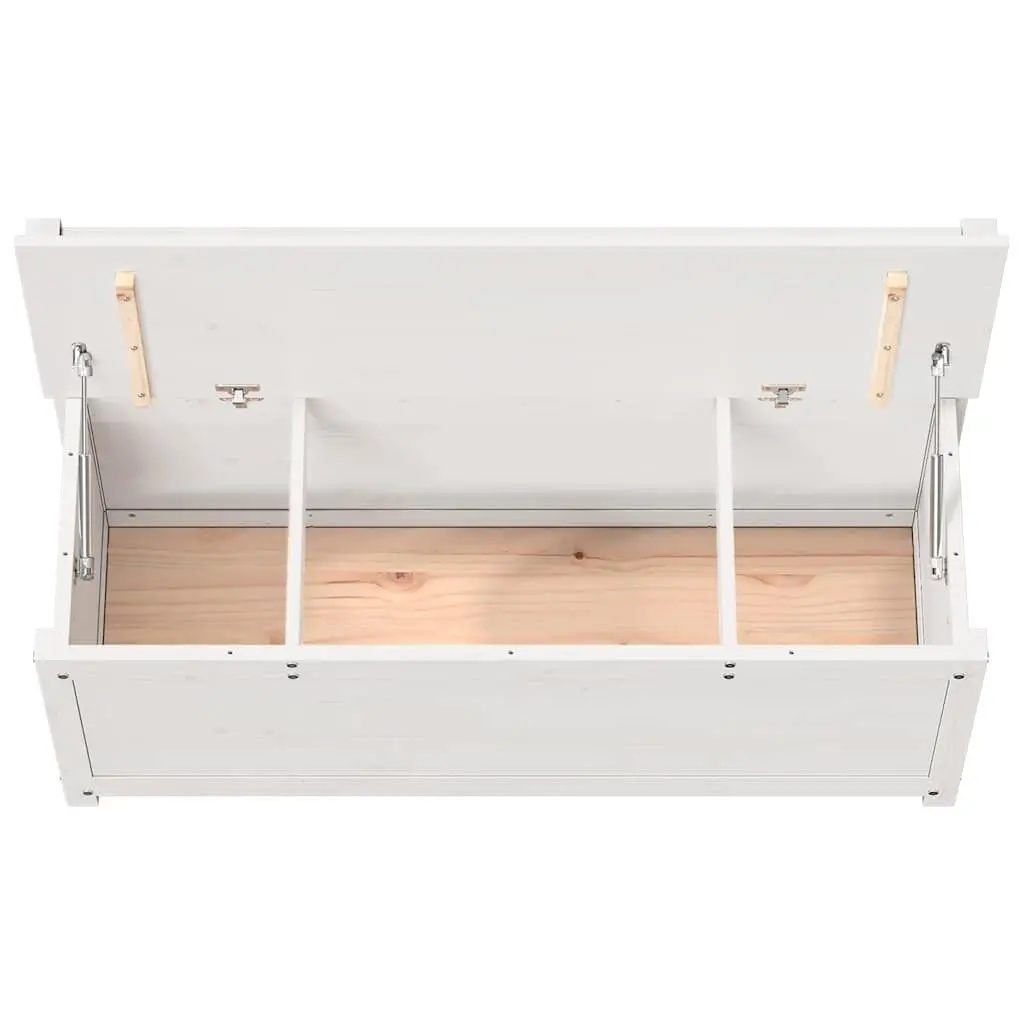 White Wooden Bench with Storage Box