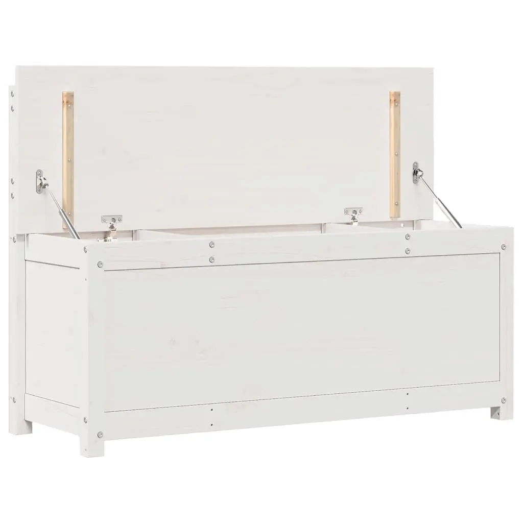 White Wooden Bench with Storage Box