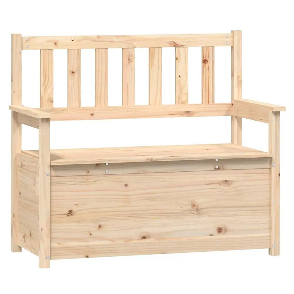 Solid Pine Wood Storage Bench with Backrest and Armrests