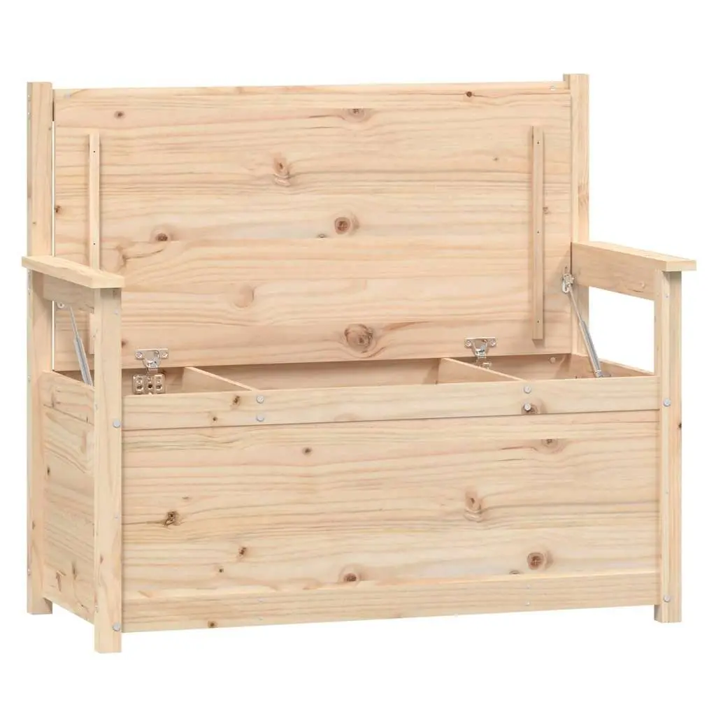 Solid Pine Wood Storage Bench with Backrest and Armrests