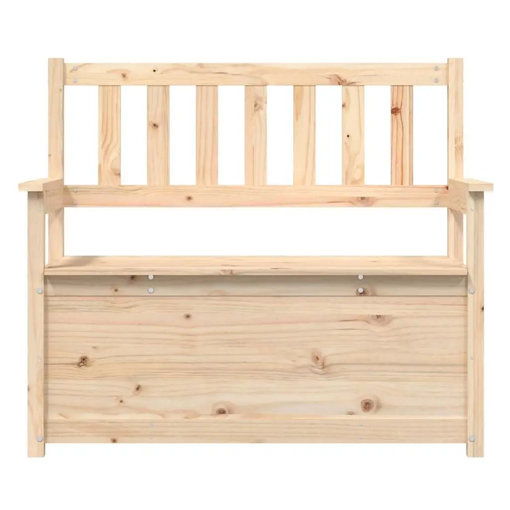 Solid Pine Wood Storage Bench with Backrest and Armrests