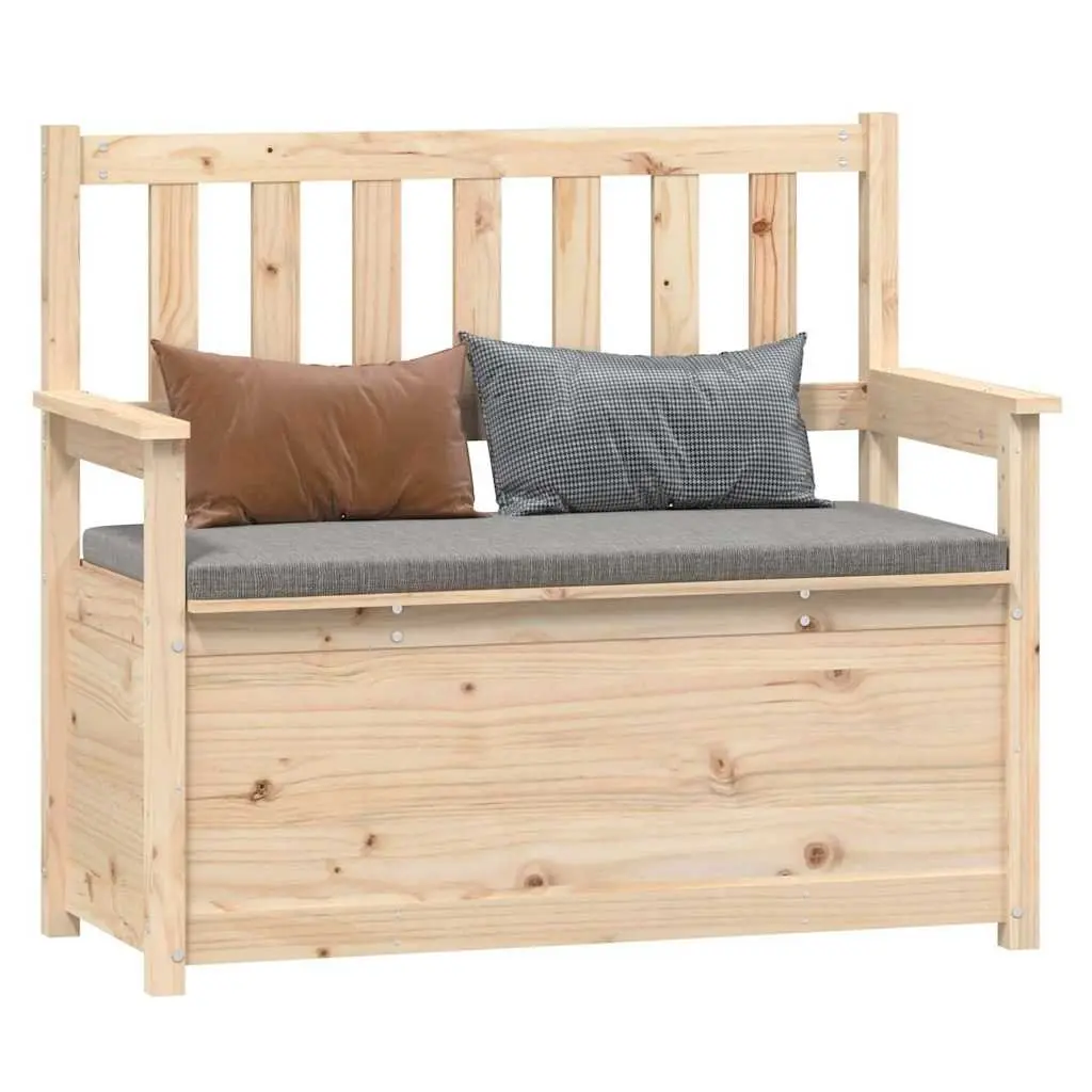 Solid Pine Wood Storage Bench with Backrest and Armrests