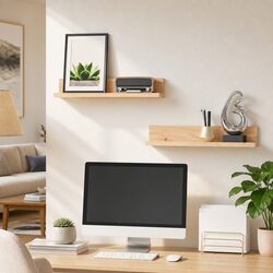 Solid Pine Wood Wall Shelves 2 pcs Floating Display Brown