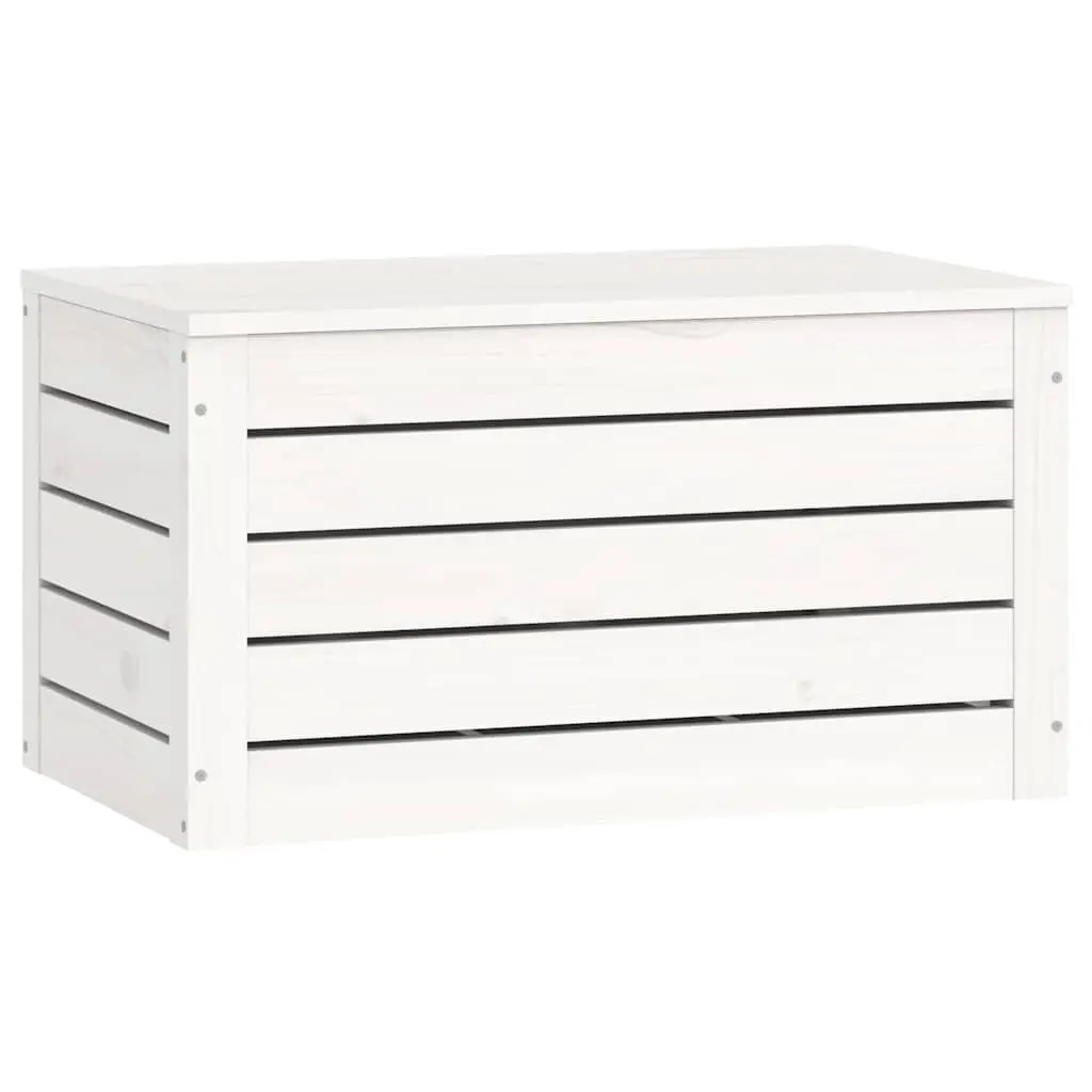 White Solid Pinewood Storage Box with Lid