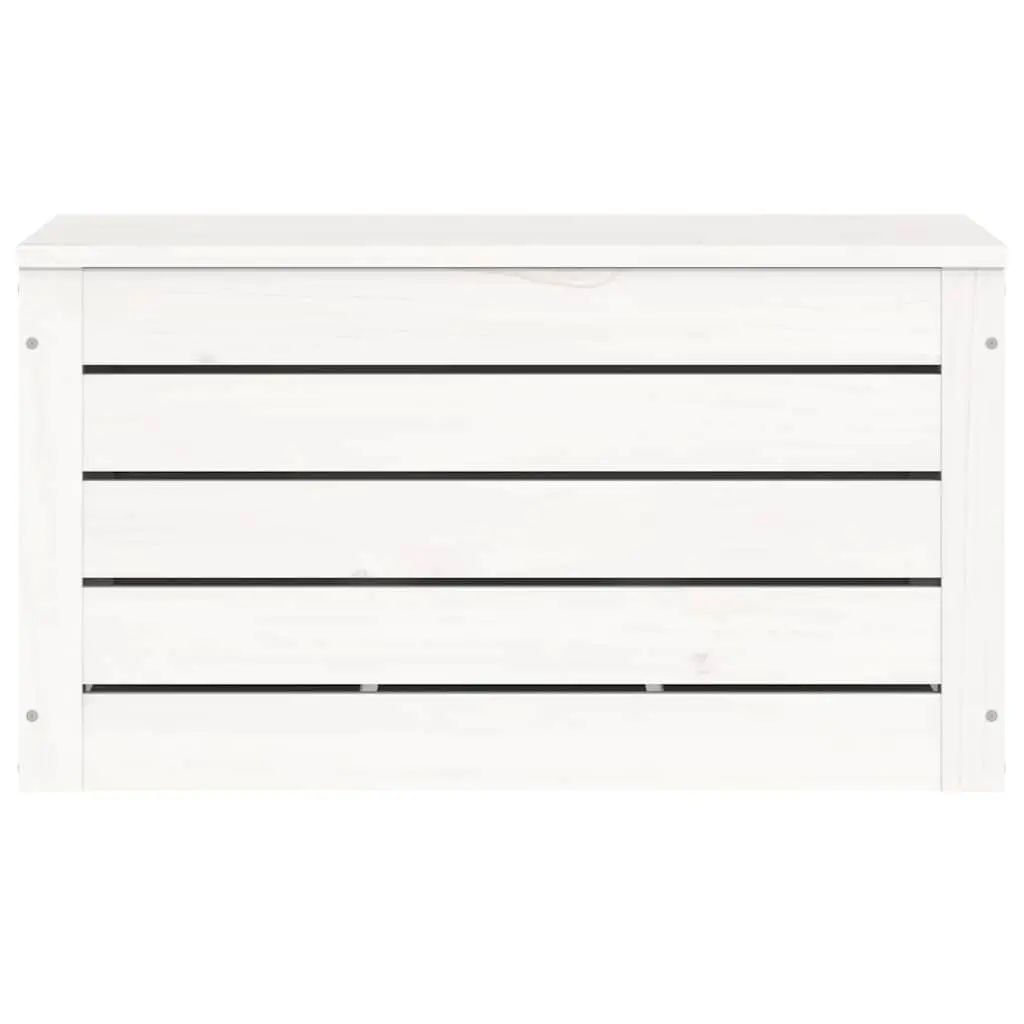 White Solid Pinewood Storage Box with Lid
