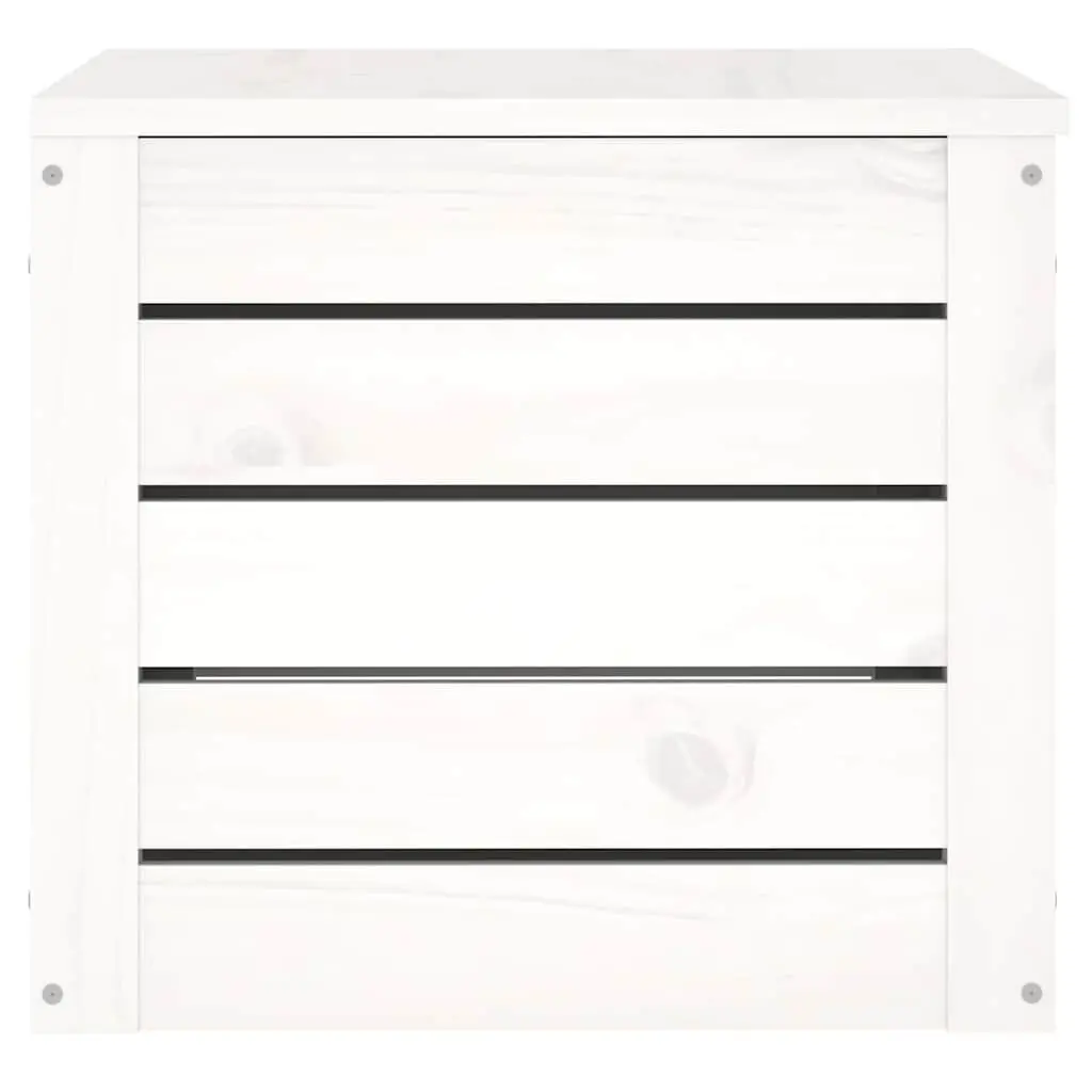 White Solid Pinewood Storage Box with Lid