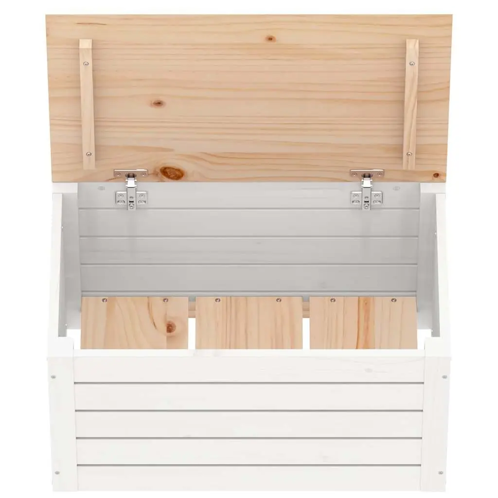 White Solid Pinewood Storage Box with Lid