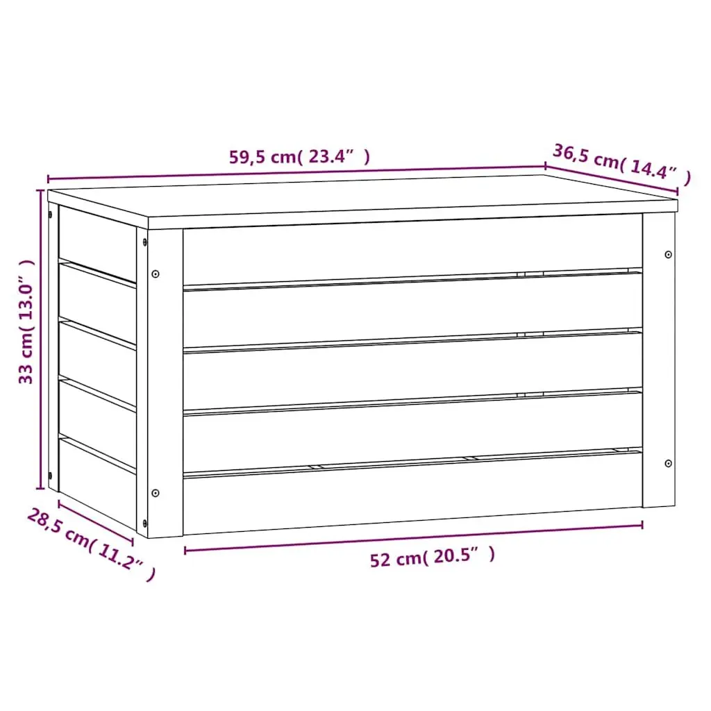 White Solid Pinewood Storage Box with Lid