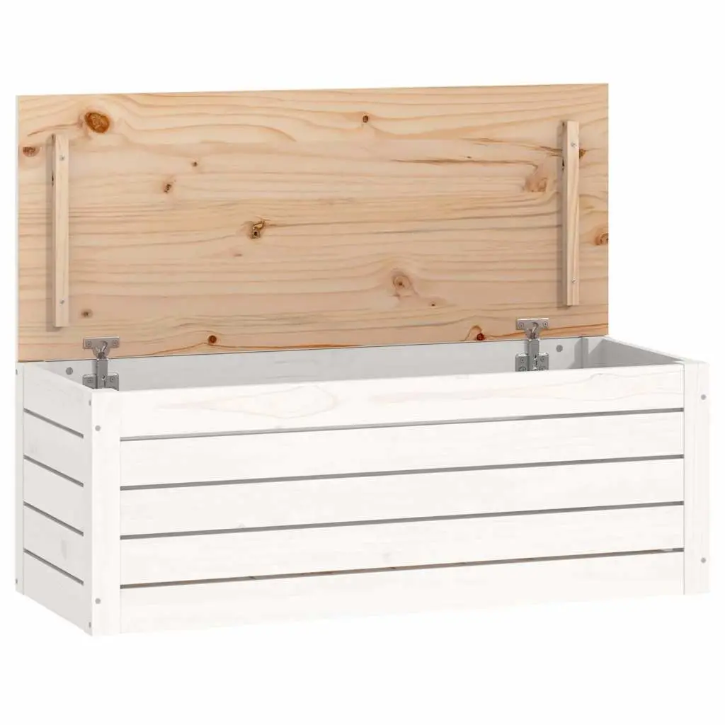 Solid Pine Wood Storage Box in White 89x36.5x33 cm
