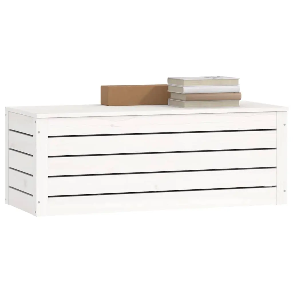 Solid Pine Wood Storage Box in White 89x36.5x33 cm