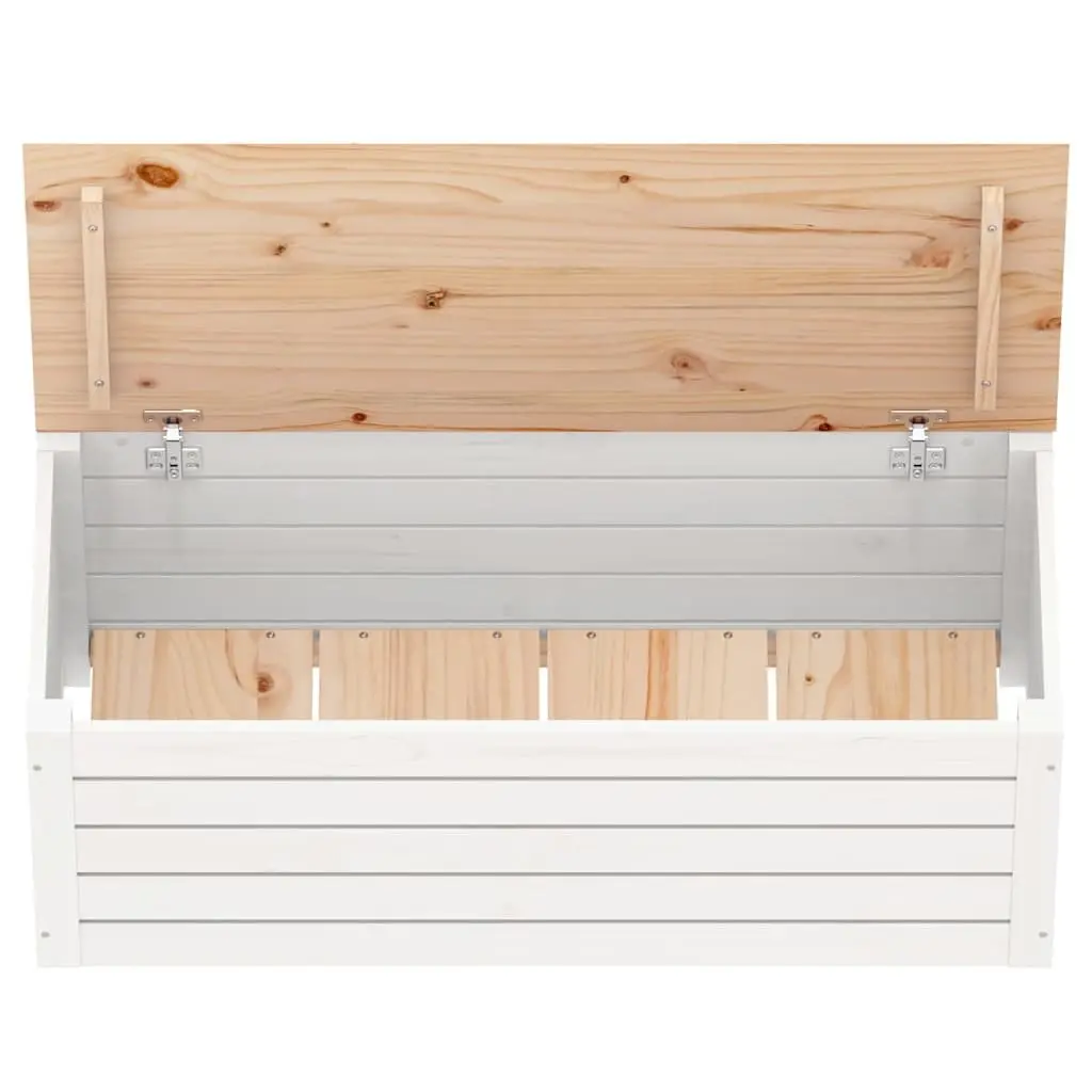 Solid Pine Wood Storage Box in White 89x36.5x33 cm