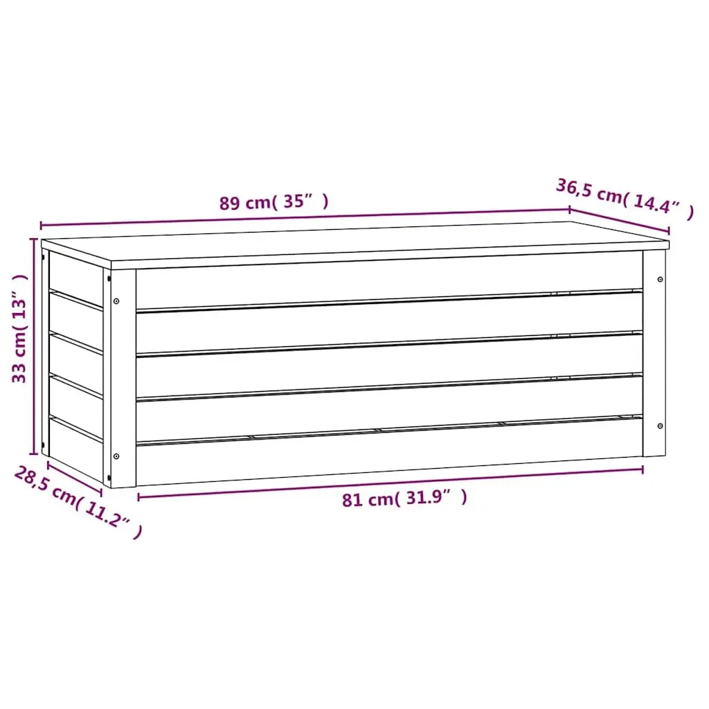 Solid Pine Wood Storage Box in White 89x36.5x33 cm