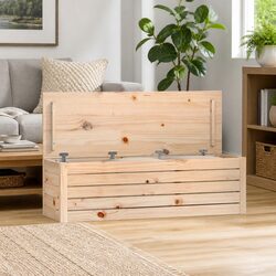 Solid Pine Wood Storage Box for Home Organisation