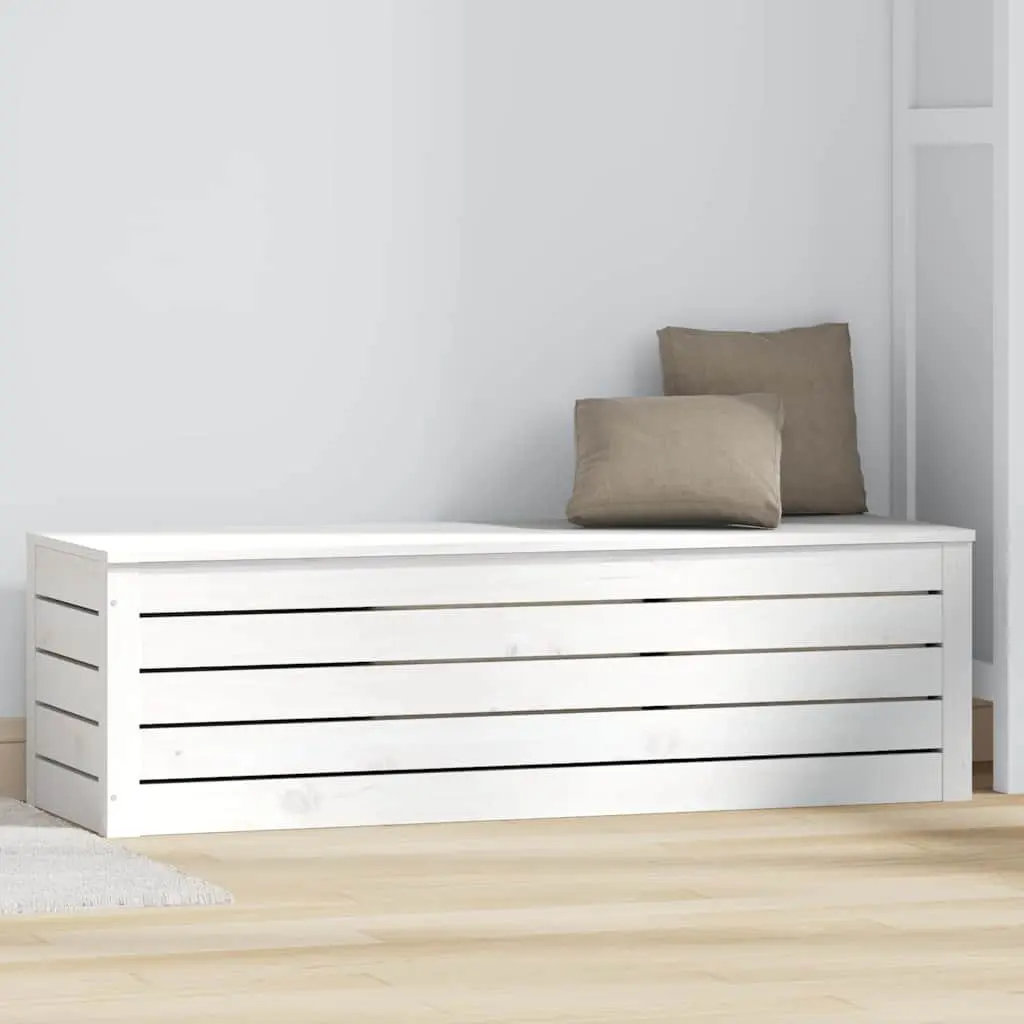 Storage Box White 109x36.5x33cm Solid Pine Wood Chest Organiser Furniture
