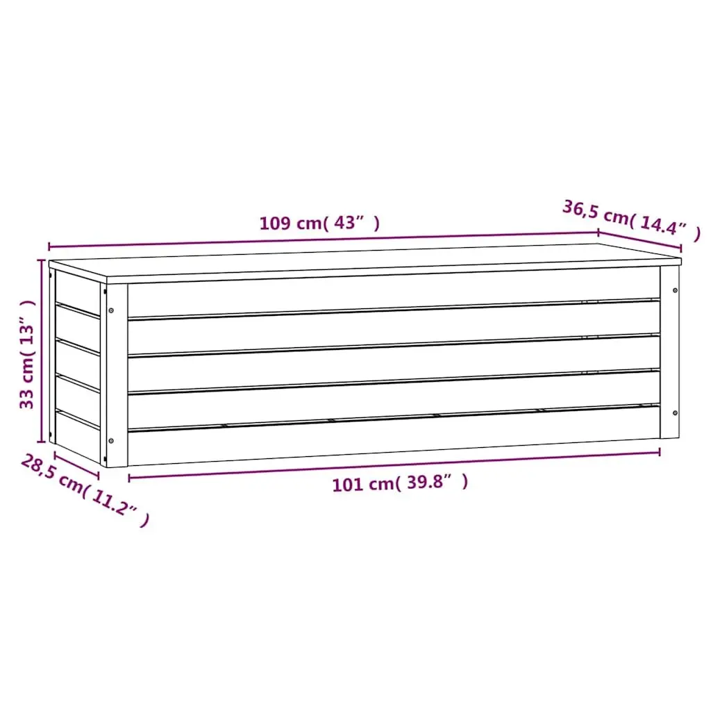 Storage Box White 109x36.5x33cm Solid Pine Wood Chest Organiser Furniture
