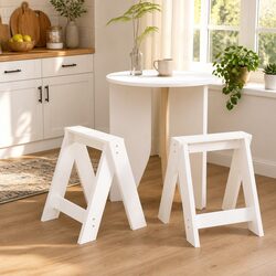 Set of 2 White Pine Bar Stools for Dining or Kitchen