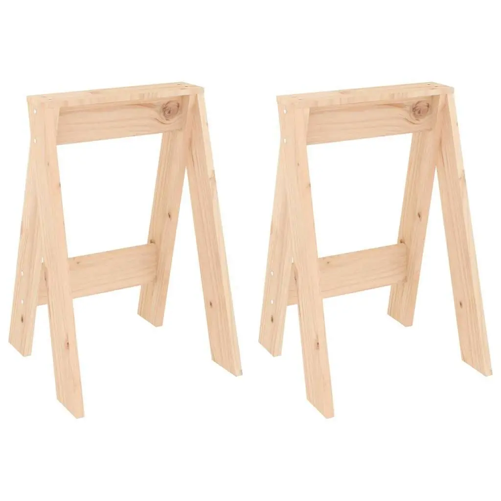 Rustic Wooden Stools Set of 2 Solid Pine Brown 40x40x60cm