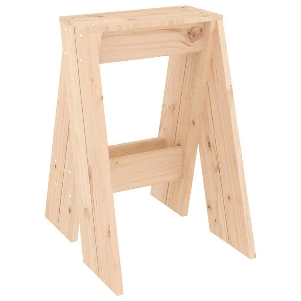 Rustic Wooden Stools Set of 2 Solid Pine Brown 40x40x60cm