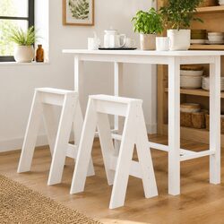 White Wooden Stools 2 Pieces for Cozy Living Spaces
