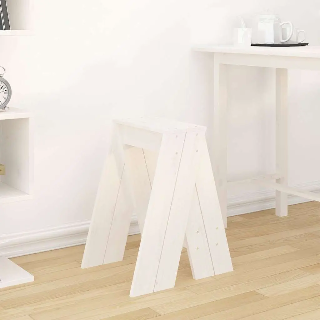 Wooden Stools White 40x40x60 cm Pine 2 Pieces Kitchen Dining Room Seating