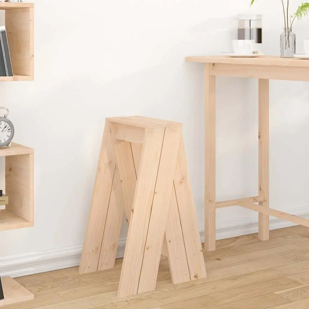 Wooden Bar Stools Set of 2 Brown Rustic Kitchen Dining Room Furniture Backrest
