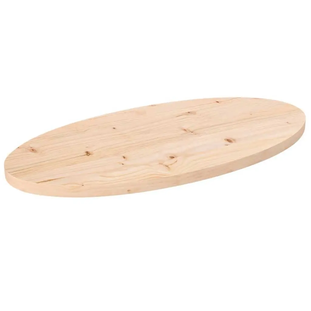 Solid Pine Wood Oval Table Top 70x35cm Natural Brown