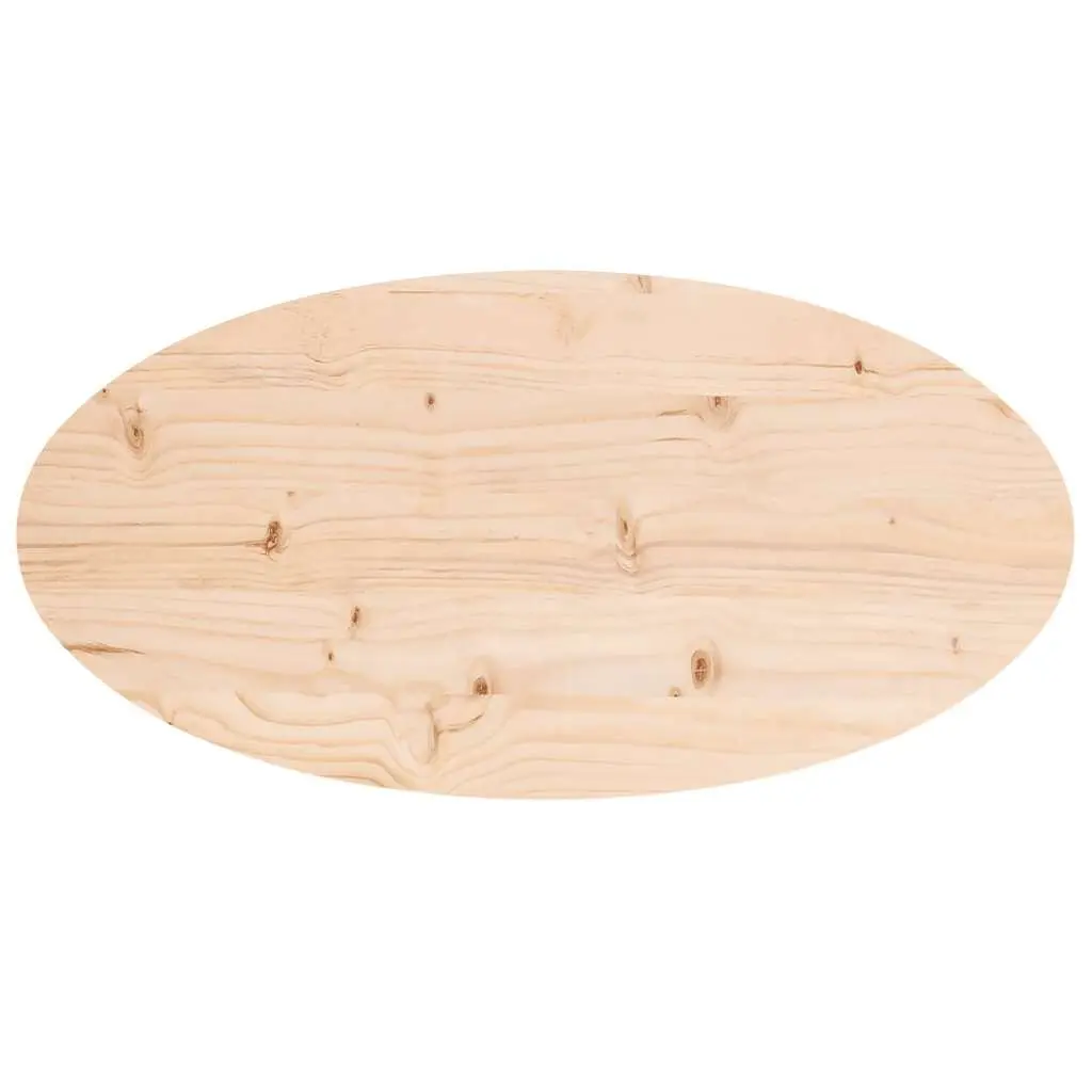 Solid Pine Wood Oval Table Top 70x35cm Natural Brown