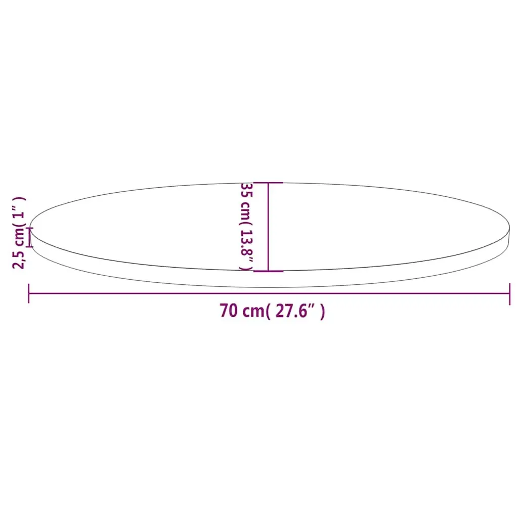 Solid Pine Wood Oval Table Top 70x35cm Natural Brown