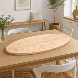 Warm Brown Solid Pine Oval Table Top 90x45x2.5 cm