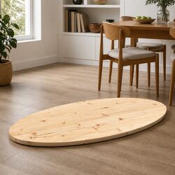 Warm Brown Solid Pine Oval Table Top 90x45x2.5 cm