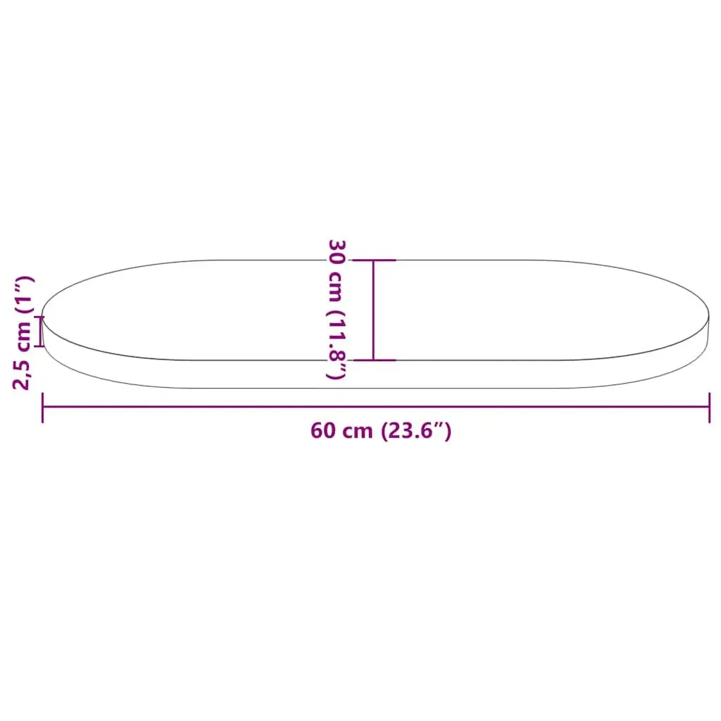 Solid Wood Pine Oval Table Top Brown 60x30x2.5 cm