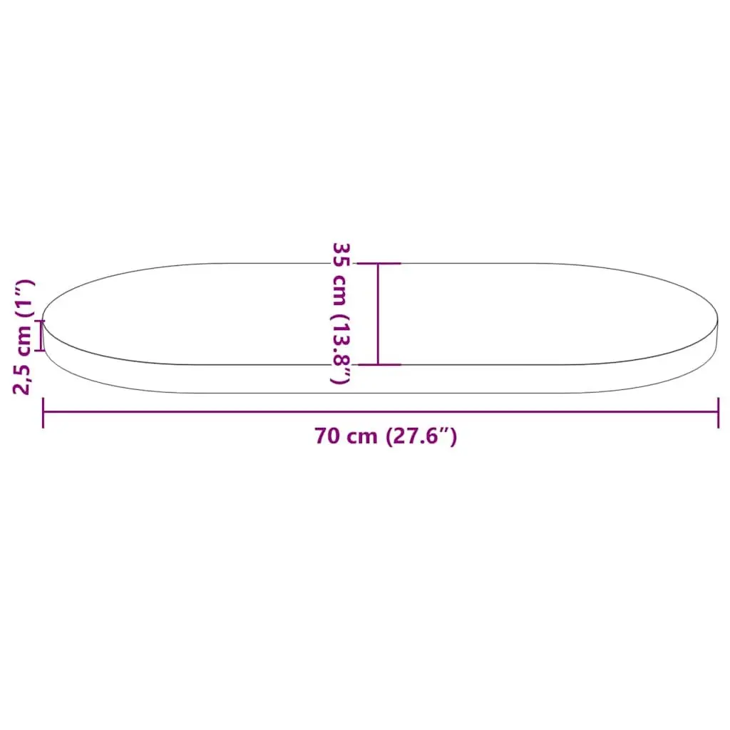 Pine Wood Replacement Table Top Oval Brown 70x35cm Solid Surface for Coffee Side Bar