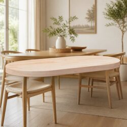 Solid Pine Wooden Table Top 80x40x2.5cm Oval Brown