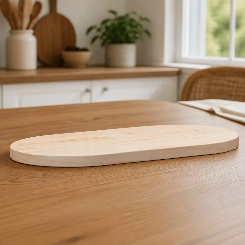 Pine Wood Oval Table Top Brown 90x45x2.5cm Solid Replacement for Coffee Furniture