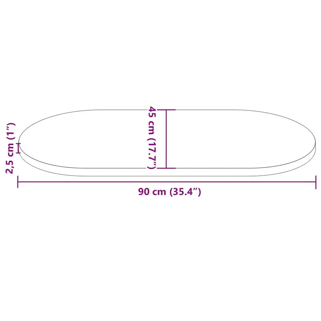 Pine Wood Oval Table Top Brown 90x45x2.5cm Solid Replacement for Coffee Furniture