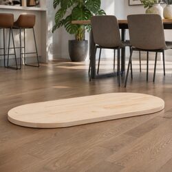 Brown Solid Pine Wood Oval Table Top 100x50x2.5 cm