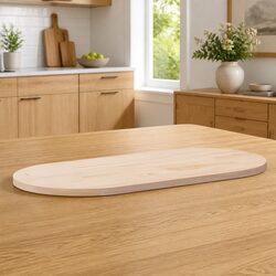 Brown Solid Pine Wood Oval Table Top 100x50x2.5 cm