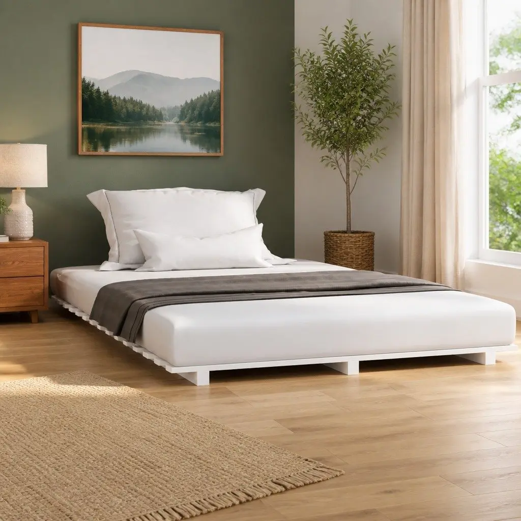 White Solid Pine Wood Bed Frame 150x200 cm