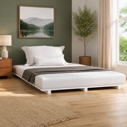 White Solid Pine Wood Bed Frame 150x200 cm