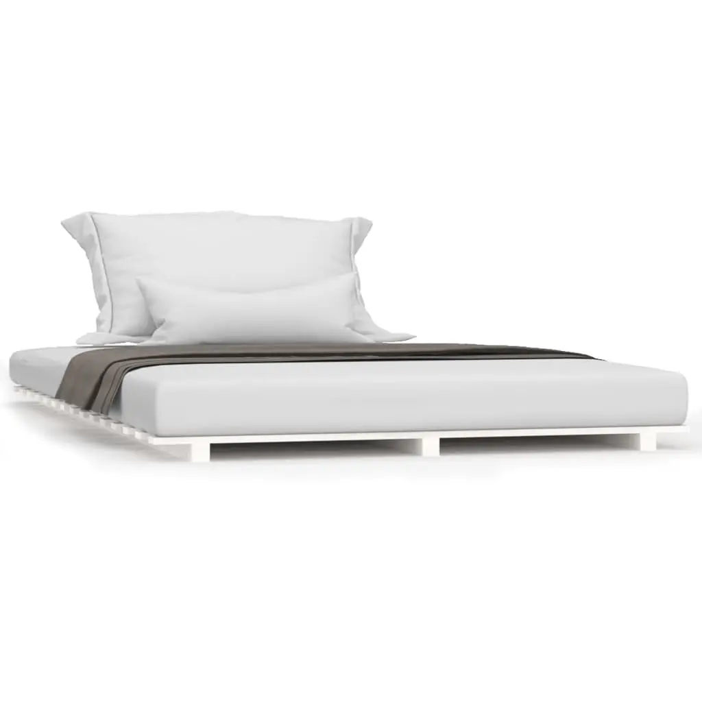 White Solid Pine Wood Bed Frame 150x200 cm